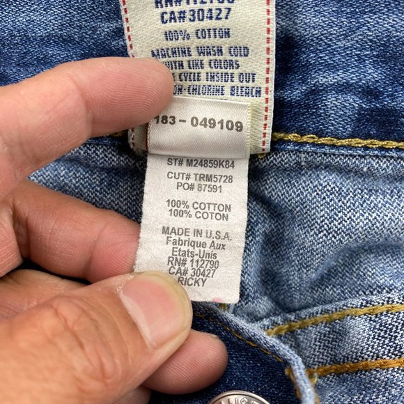 Vintage True Religion Jeans Women 29 Blue Denim Beaded Distressed Rip Ricky Pant - Picture 8 of 16